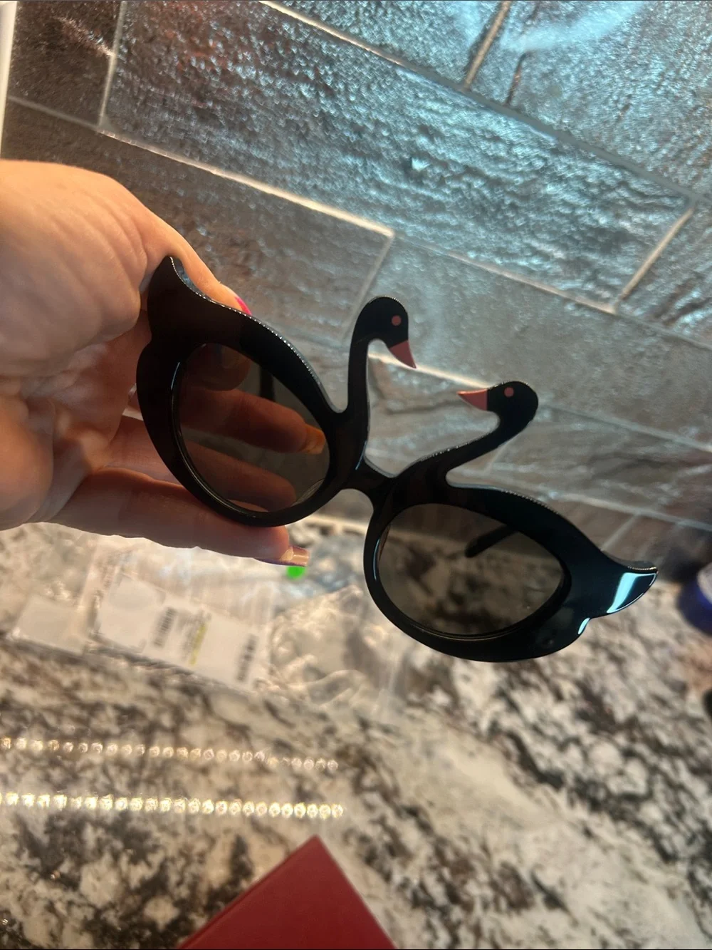 Stella McCartney Black Swan Kids Sunglasses with Pink Beak Accents NWT